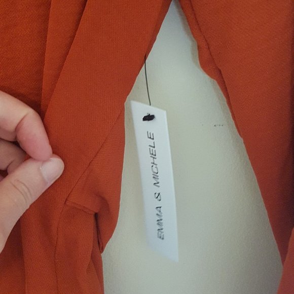 Emma & Michele rust orange bell flare sleeve midi dress - Picture 6 of 8